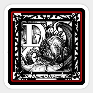 D is For Dragon Flower - Red Outlined Version Sticker